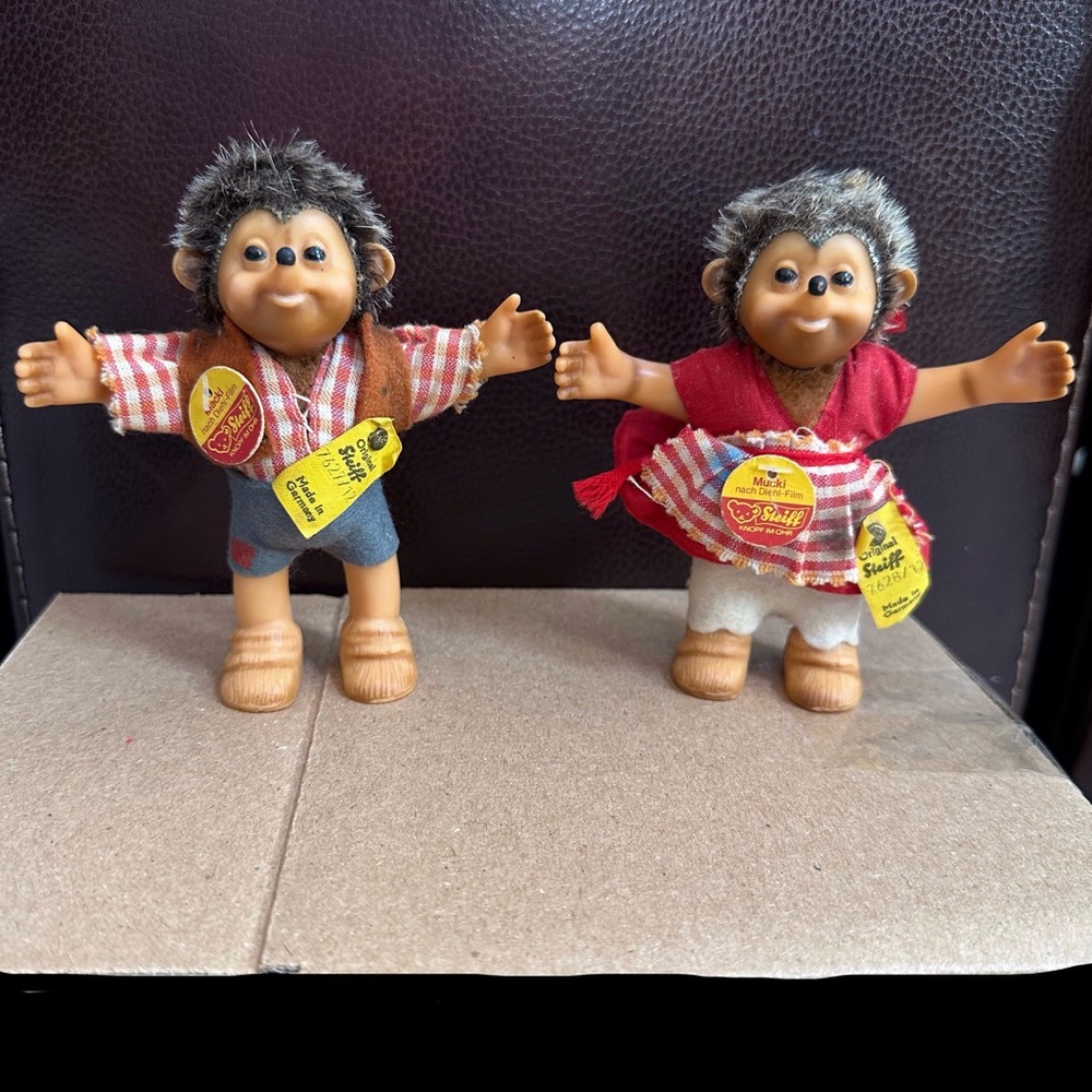 Vintage Original Steiff Macki and Mucki Hedgehogs